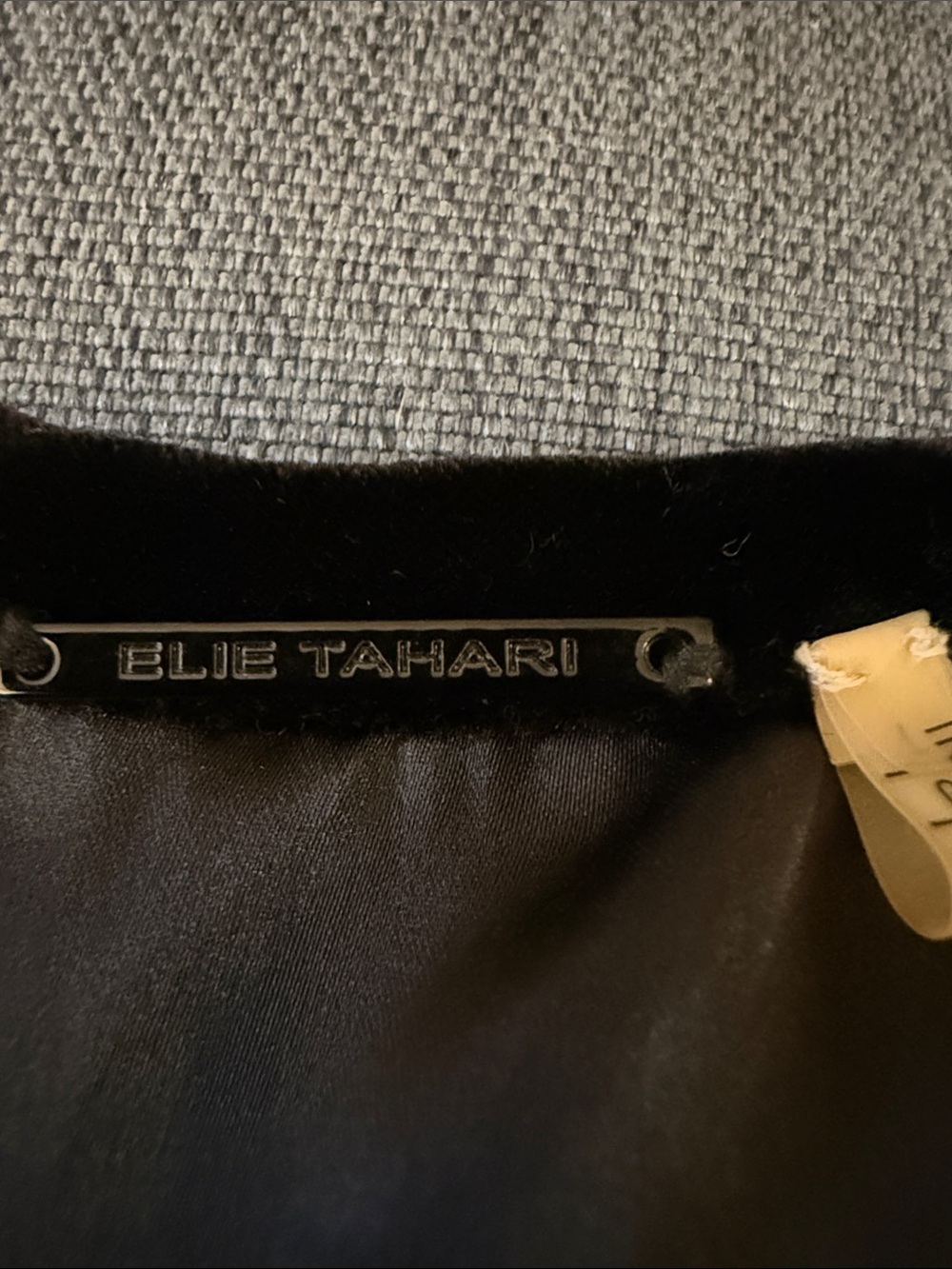 Elie Tahari Black Velvet Embellished Halter Top with Peplum Hem. Size Large. - Picture 8 of 10